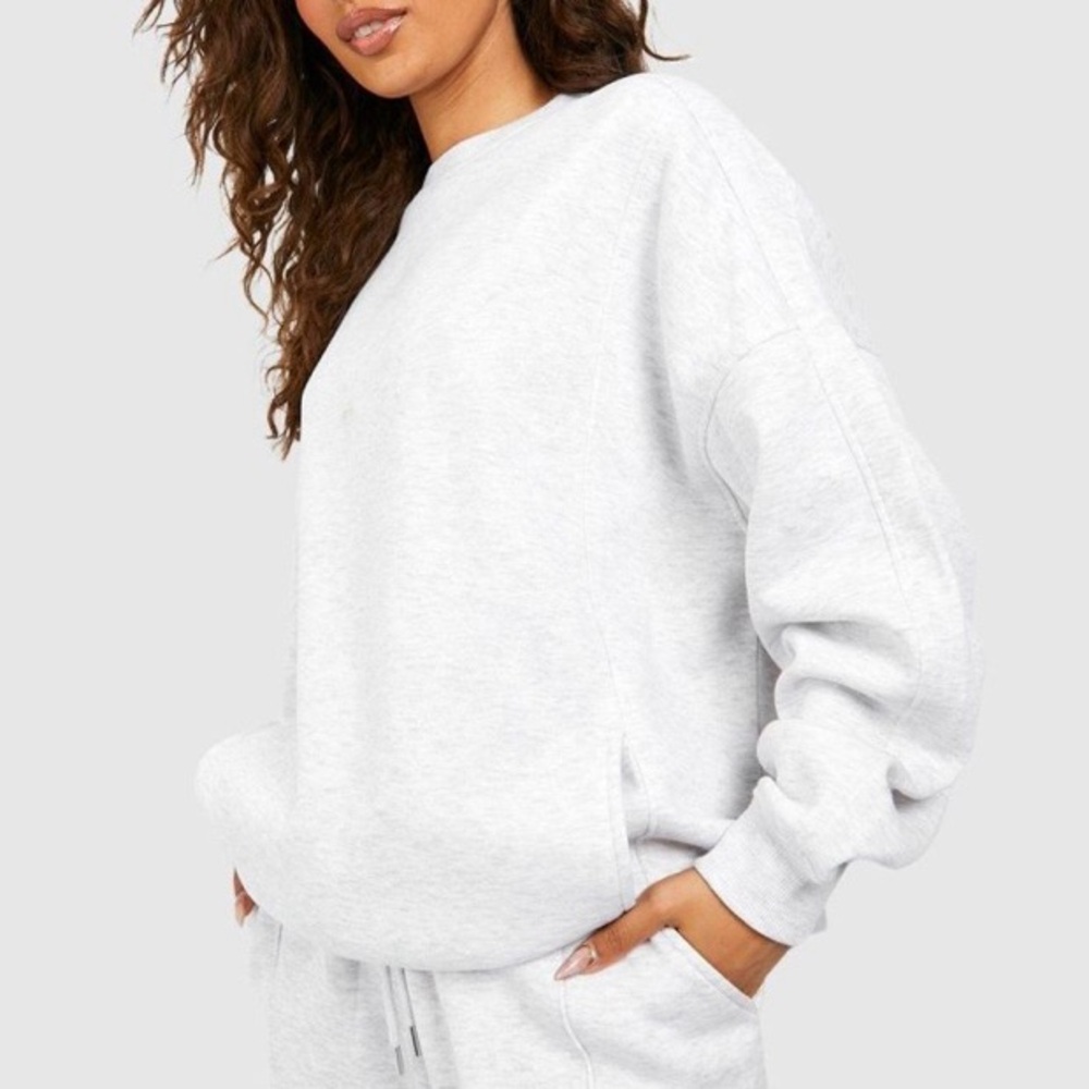 BooHoo Seam & Pocket Detail Crew Neck Oversized Sweatshirt | M | Ash Grey NEW!! - Picture 1 of 14